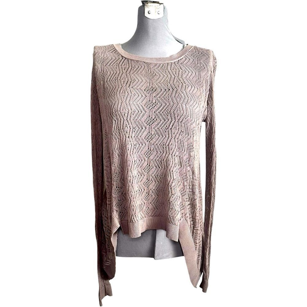 Peruvian Connection Crochet Lightweight Sweater – Dusty Pink, Size XS